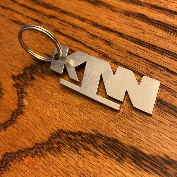 KTM Racing Motorcycle Dirt Bike Motocross Silver Chrome Keychain Accessory - Picture 2 of 3